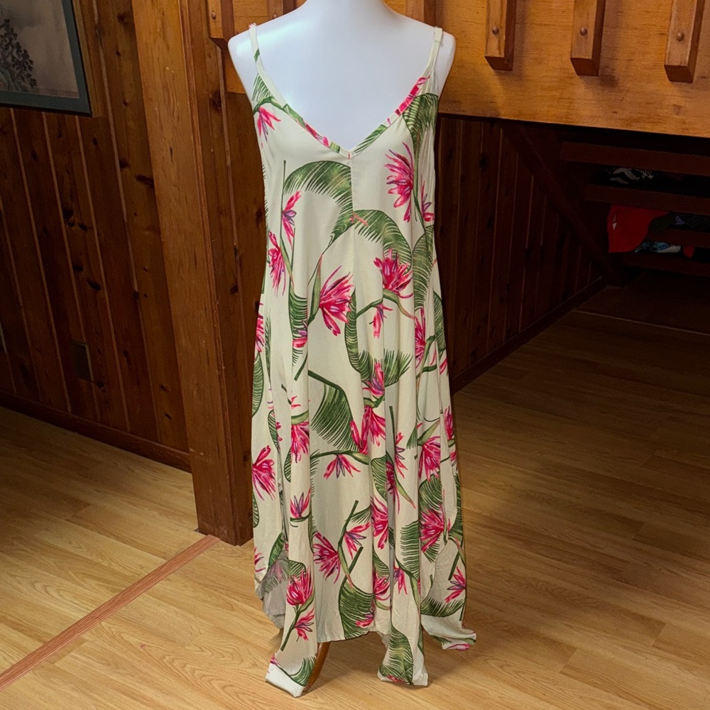 Hawaiian size Large L Hawai’i birds of paradise Floral Print Midi Dress